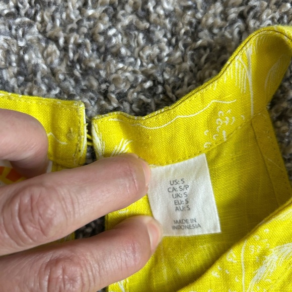 C&C California 100% linen vibrant yellow tropical dress/swim cover S - Picture 7 of 9